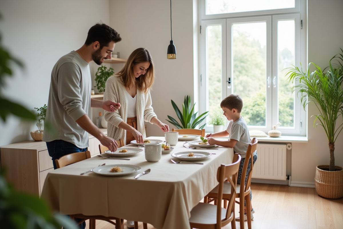 Famille réunie autour d