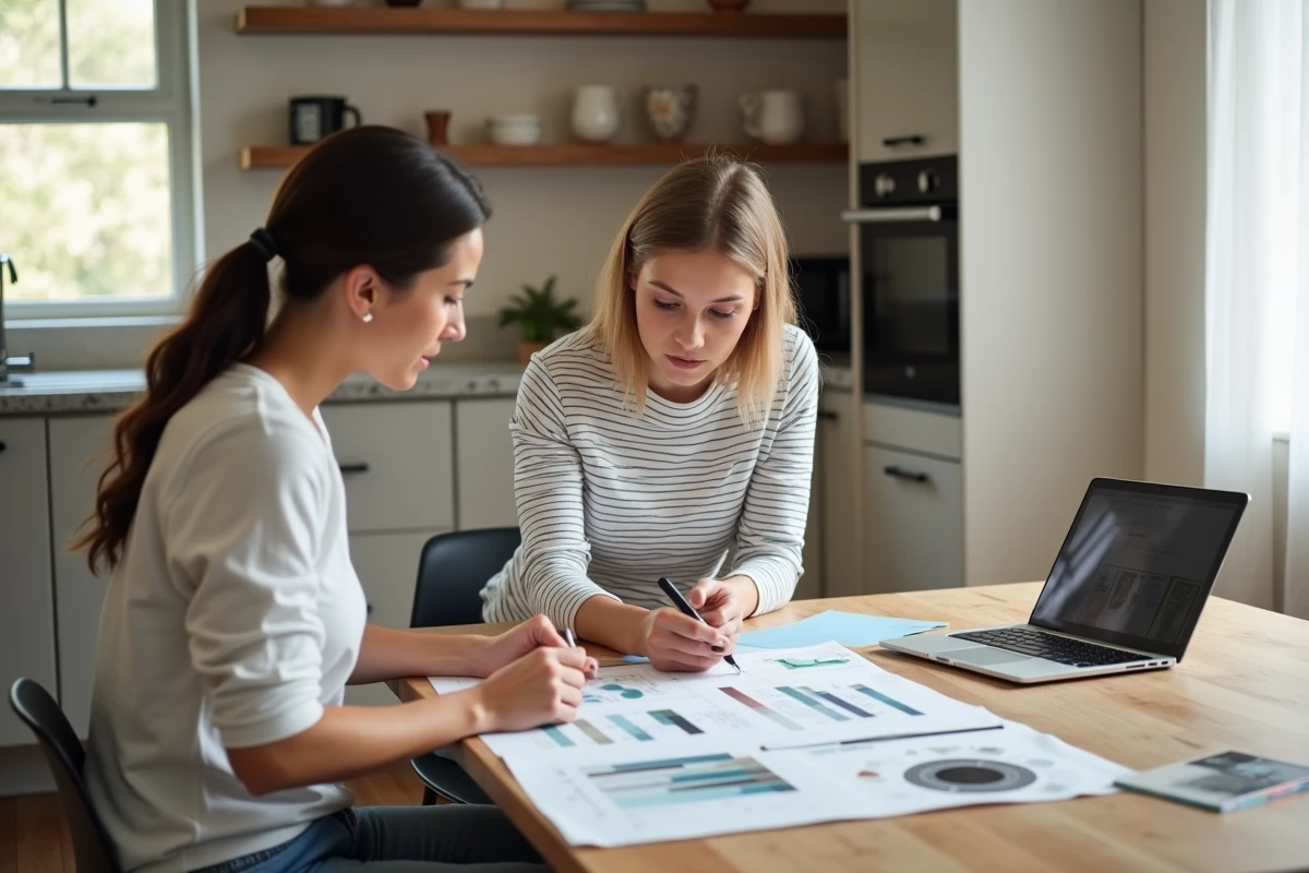 Jeune femme discutant d’un devis peinture avec un décorateur
