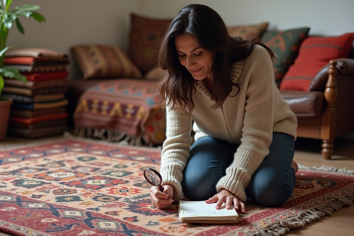Femme méditant sur un tapis berbère traditionnel marocain