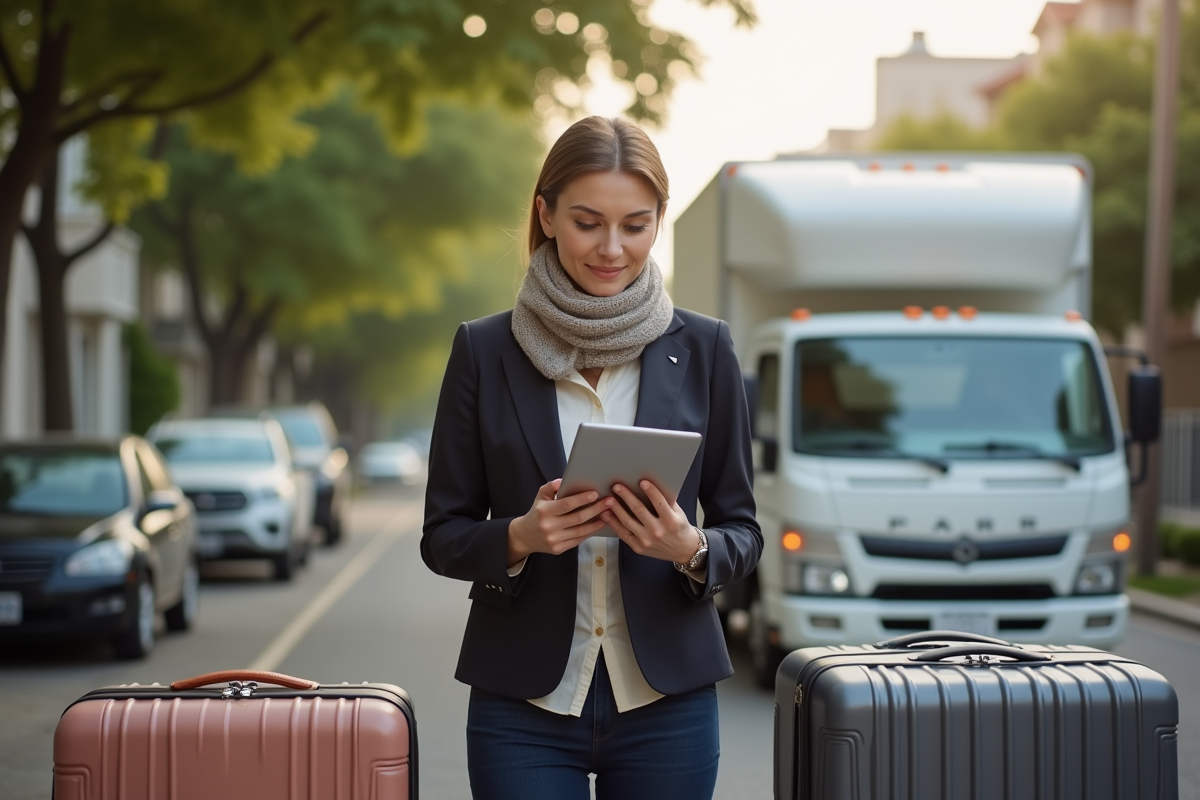 Femme vérifiant ses bagages lors d