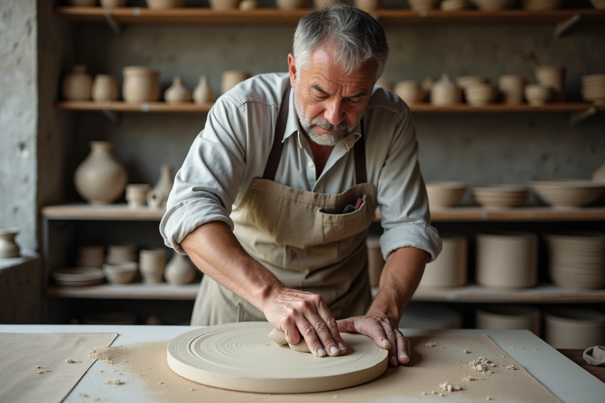 Homme sandant une plaque d