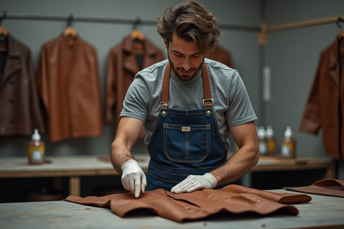 Jeune homme vérifiant la surface d