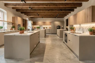 Showroom de cuisinistes dans la Nièvre avec plusieurs espaces cuisine exposés